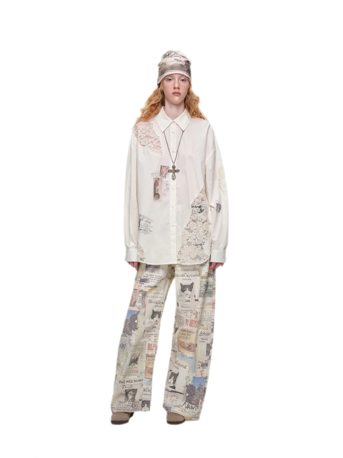 Lace Patchwork Oversized Shirt