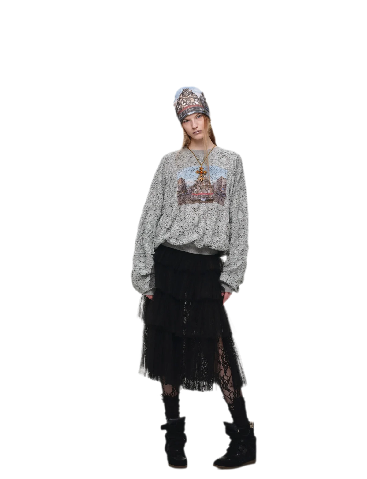Distressed Cat Graphic Sweatshirt
