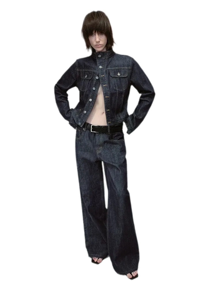 Redline Cropped Raw Denim Jacket