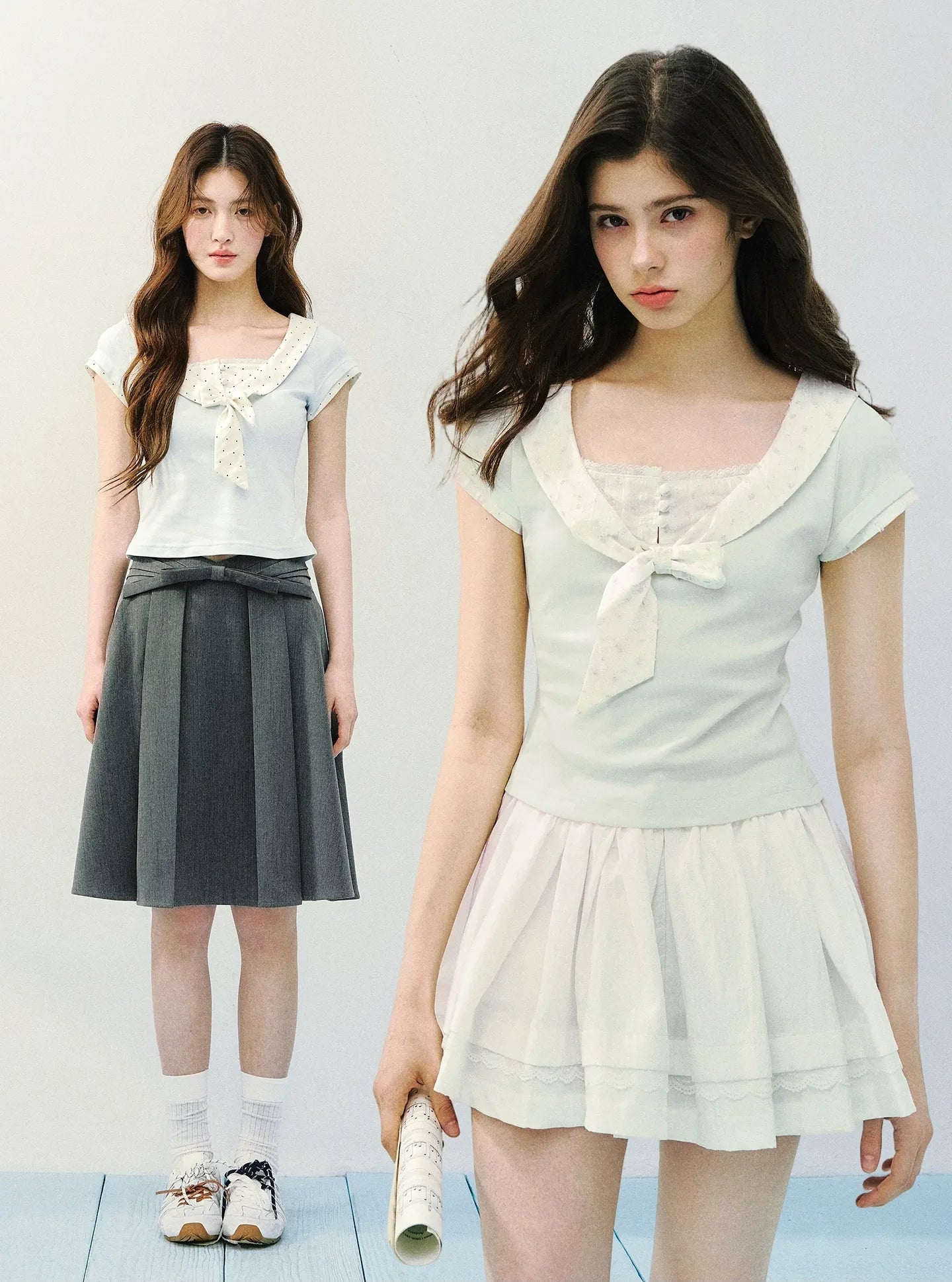 Bow Tie Floral Patchwork Short Sleeve T-Shirt
