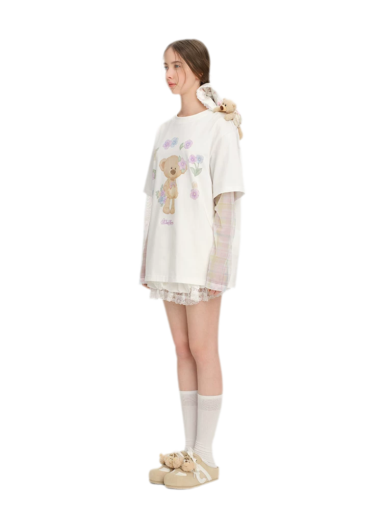 Floral Appliqué Layered T-shirt