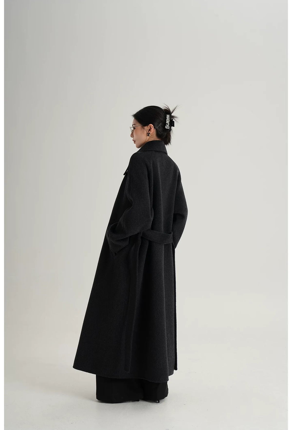 Handstitched Shawl Collar Wool Coat