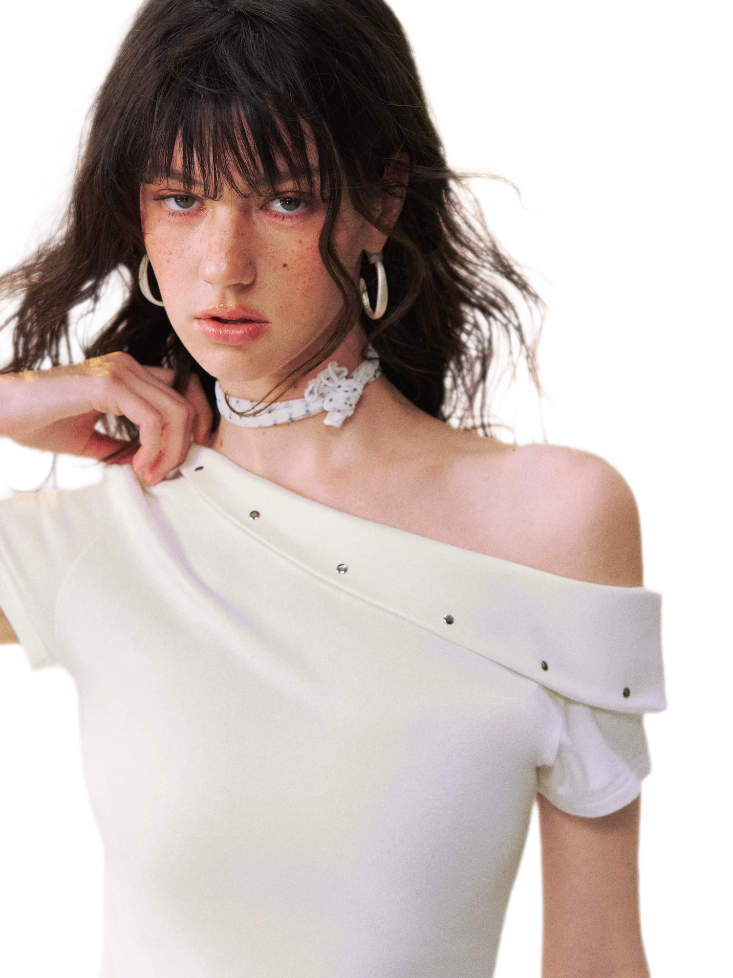 Asymmetric Off-Shoulder Tee Pants Set