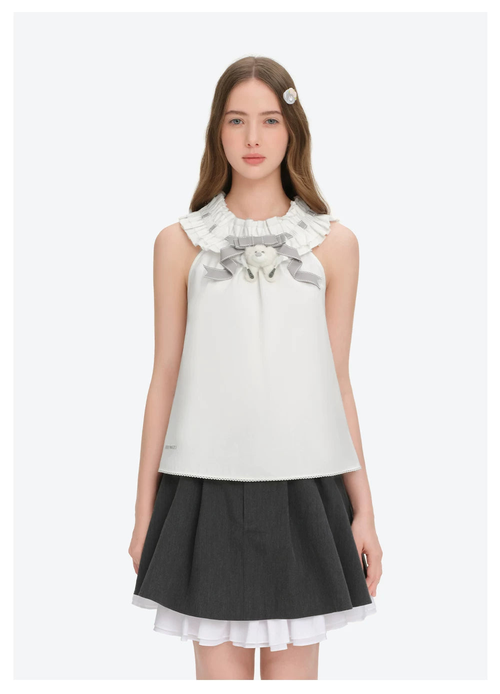 Spring/Summer 2026 White Ruched Lace Camisole
