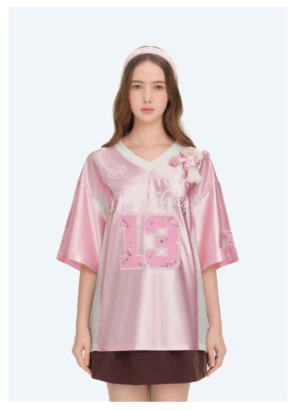 Satin V-Neck Short Sleeve T-Shirt