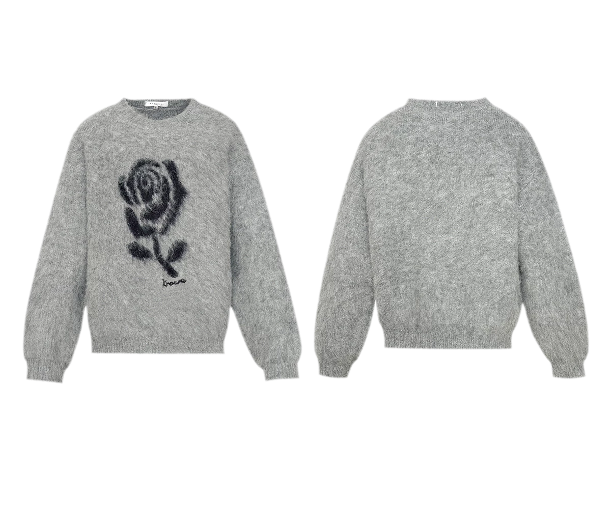 Rose Jacquard Grey Sweater
