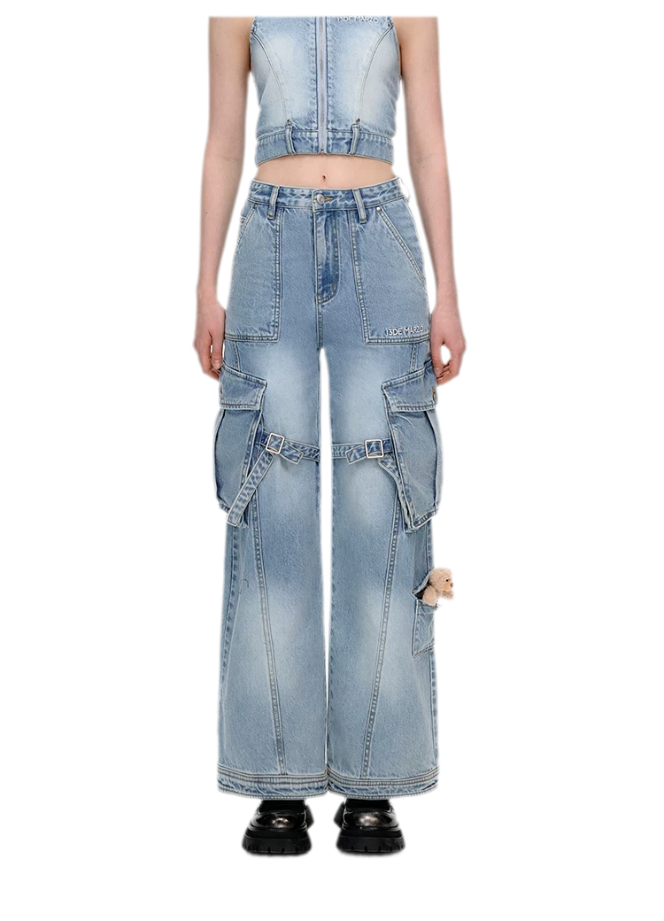 Cotton Cargo Straight Pants