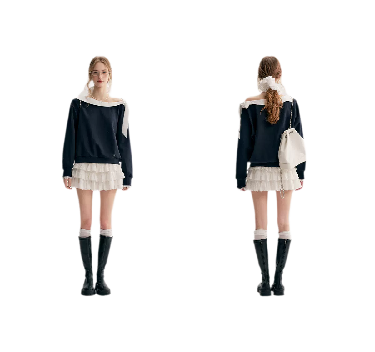 Balletcore Lace Collar Sweatshirt