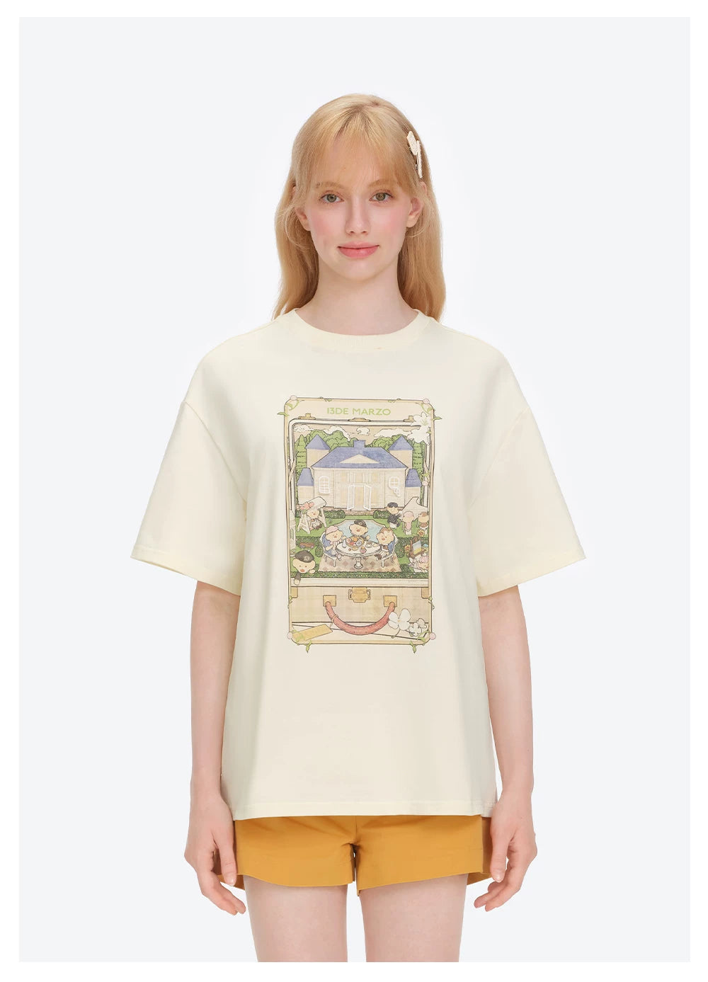 Unisex Bear Manor Party Illustration Loose T-shirt