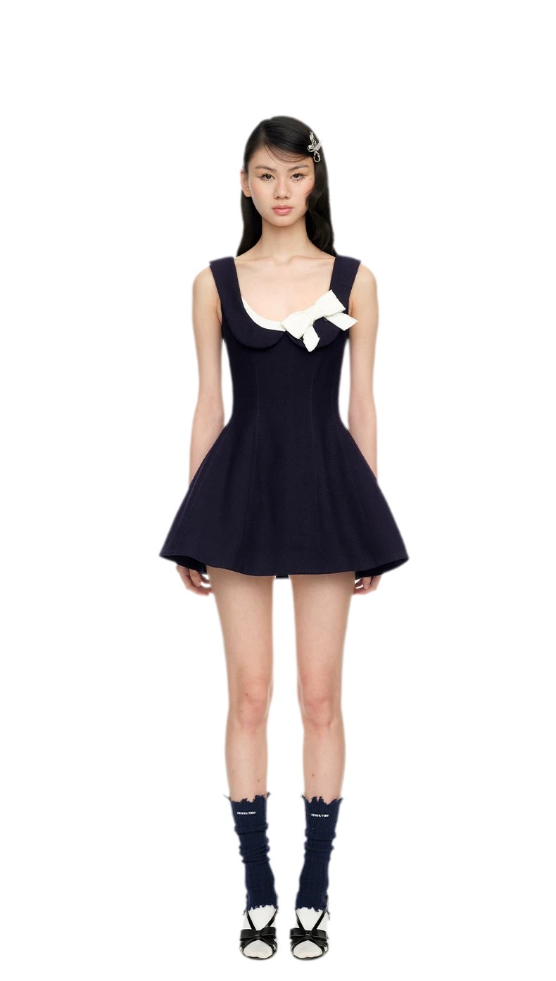Elegant Side Bow A-Line Dress