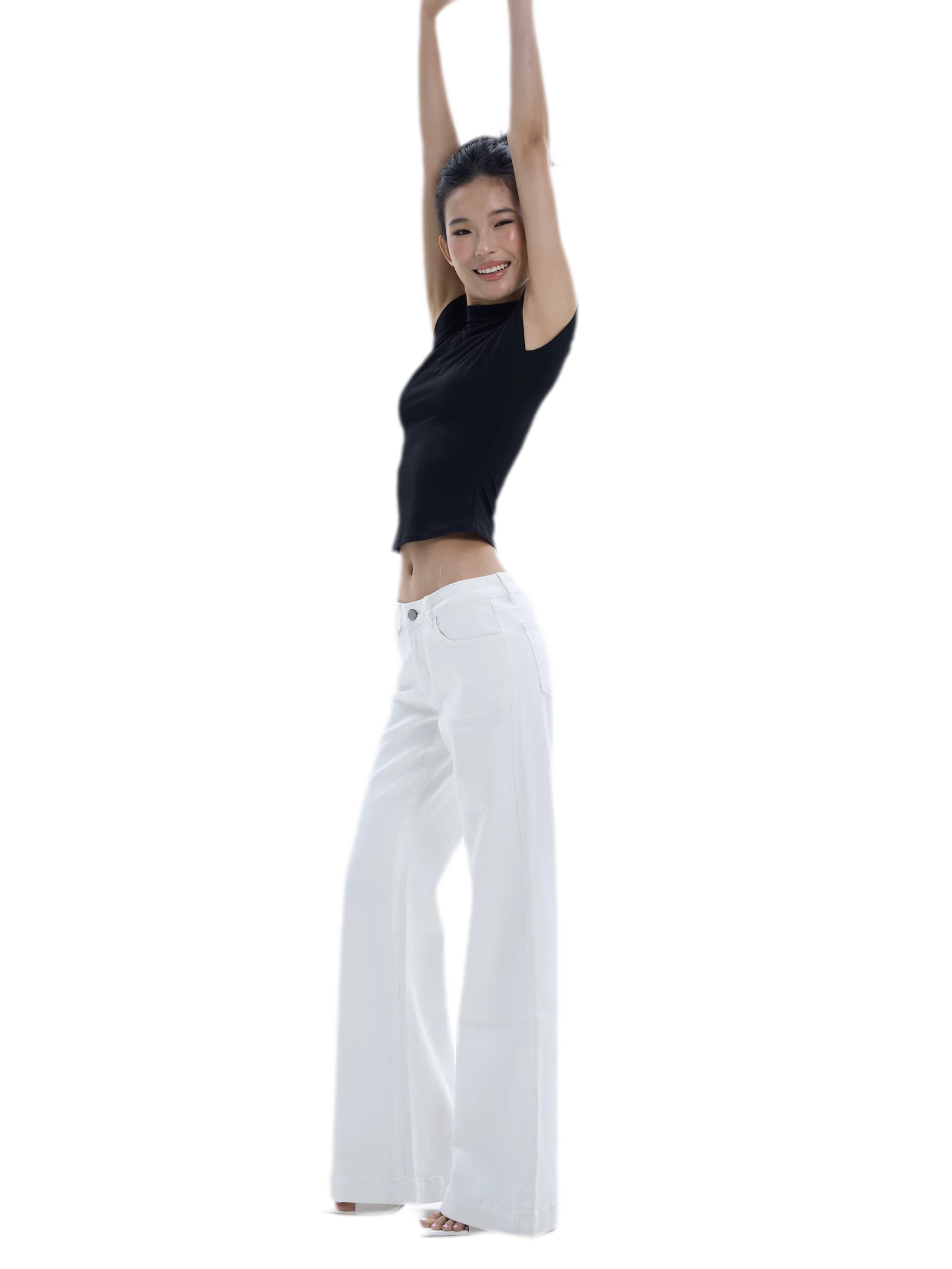 Low-Rise Straight-Leg White Jeans