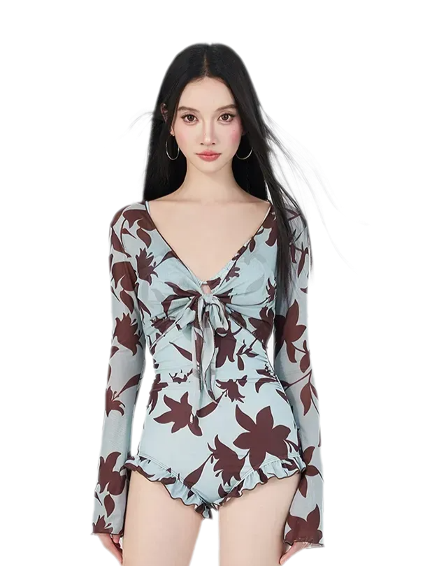 Floral Tie-Front Swimsuit