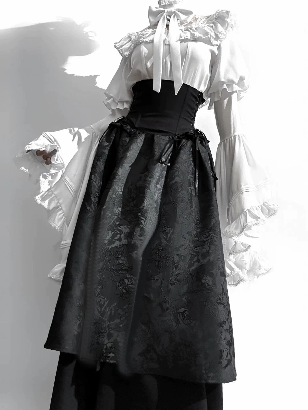 Victorian Ruffle Blouse Skirt Set