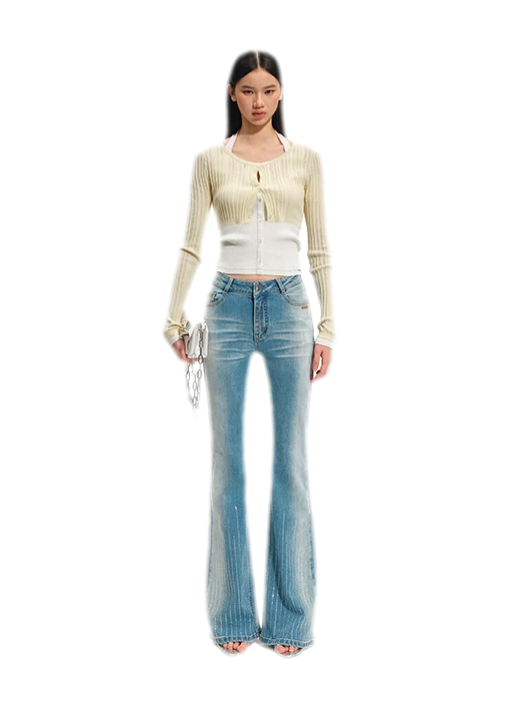 Shimmer Micro-Flare Jeans