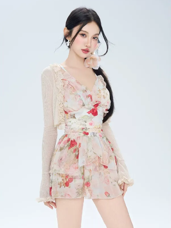 Floral Ruffle Swim Dress