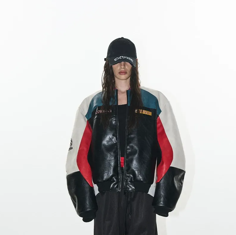 Color-Blocked Embroidered Padded Jacket