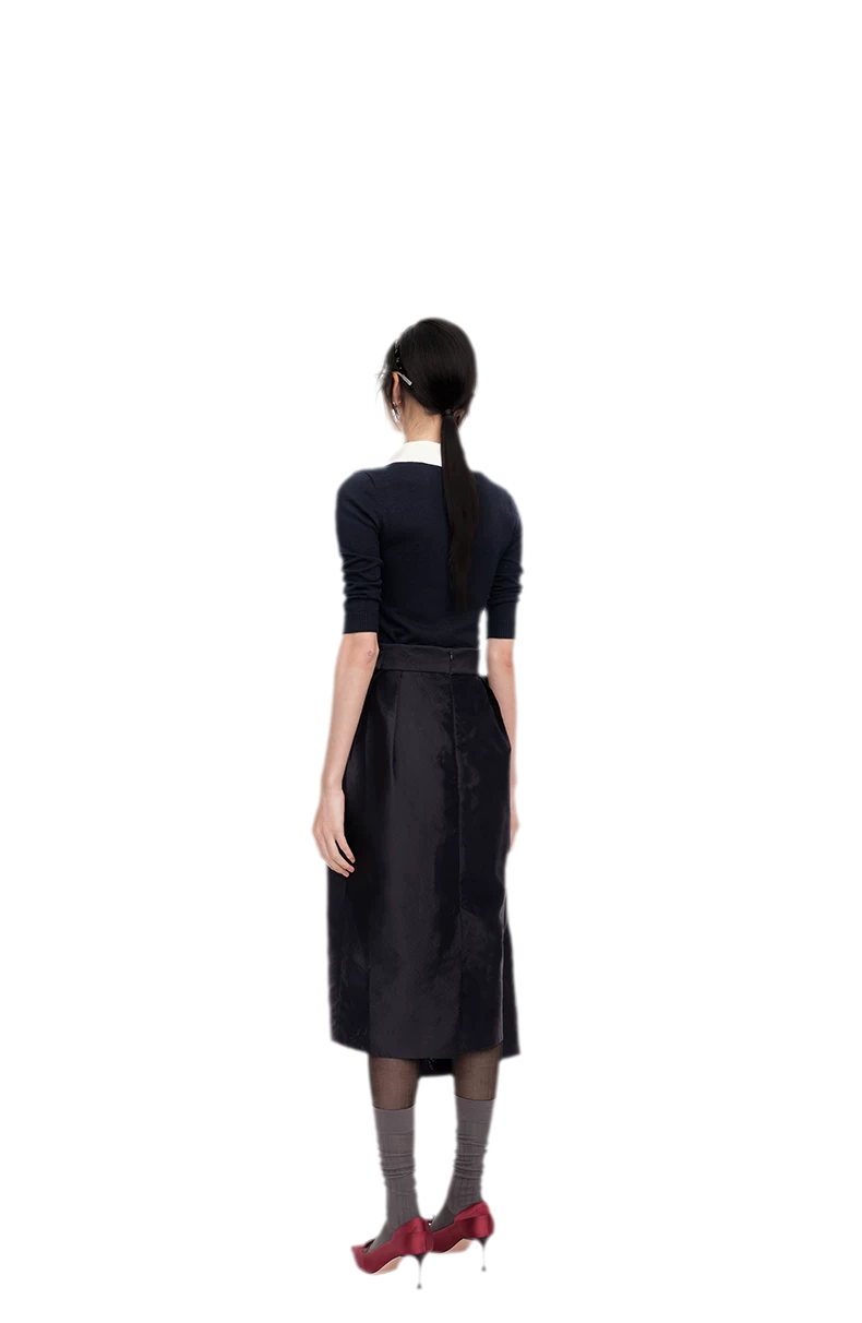 Silk Cashmere Collared Knit Top