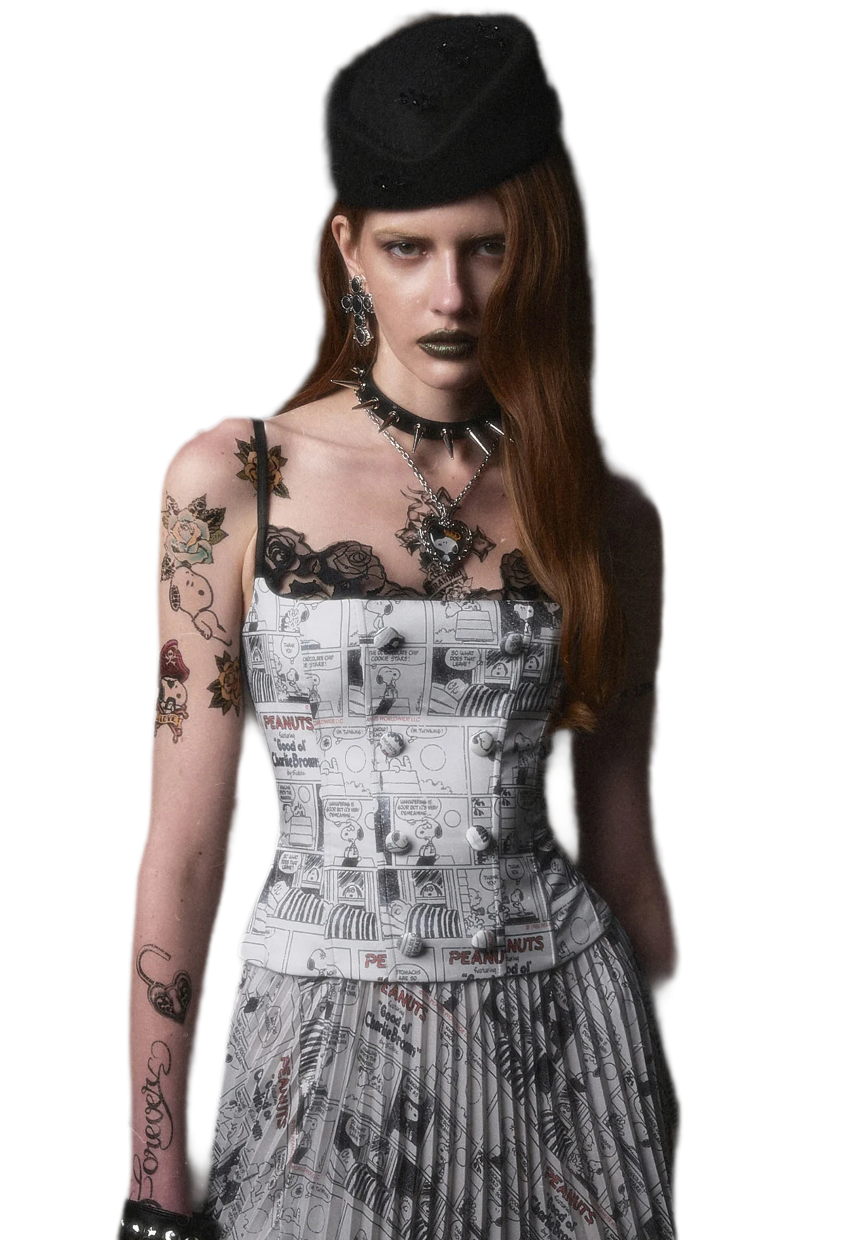 Pleated Newspaper A-Line Skirt