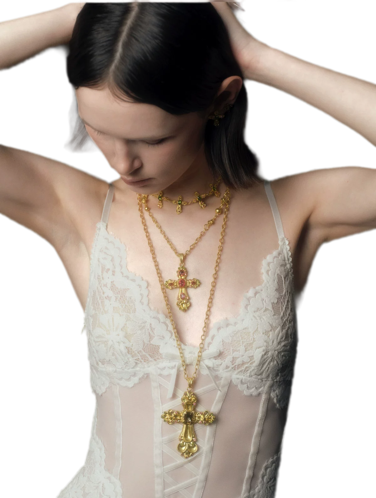 Collana con pendente a croce barocca vintage