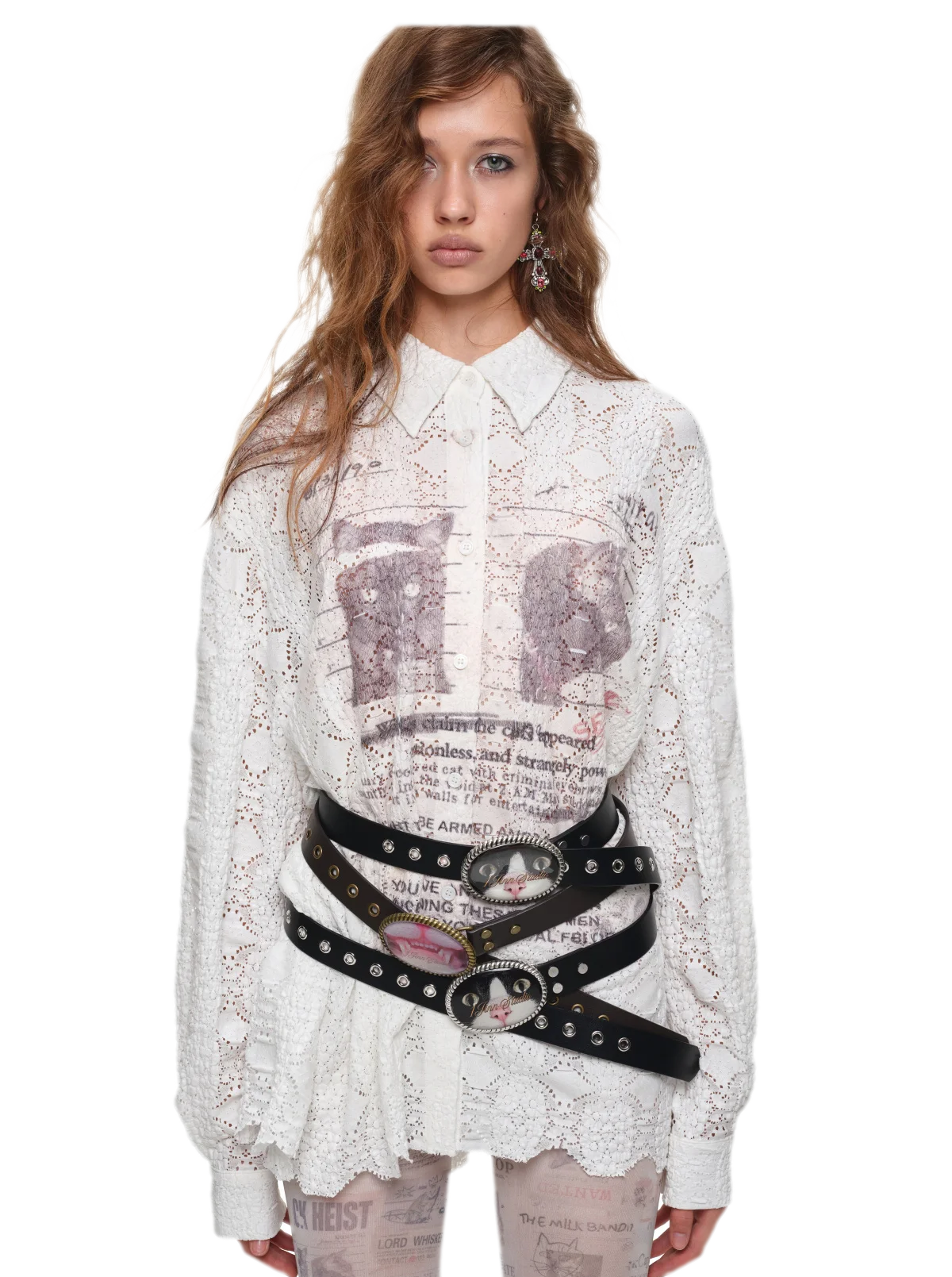 Distressed Cat Graphic Shirt