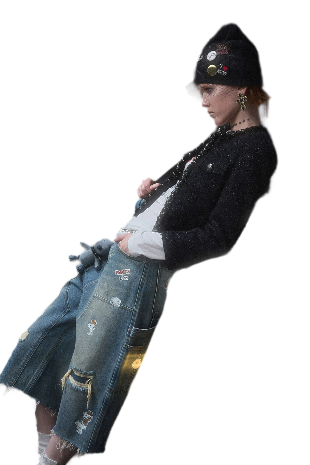 Washed Distressed Cropped Jeans
