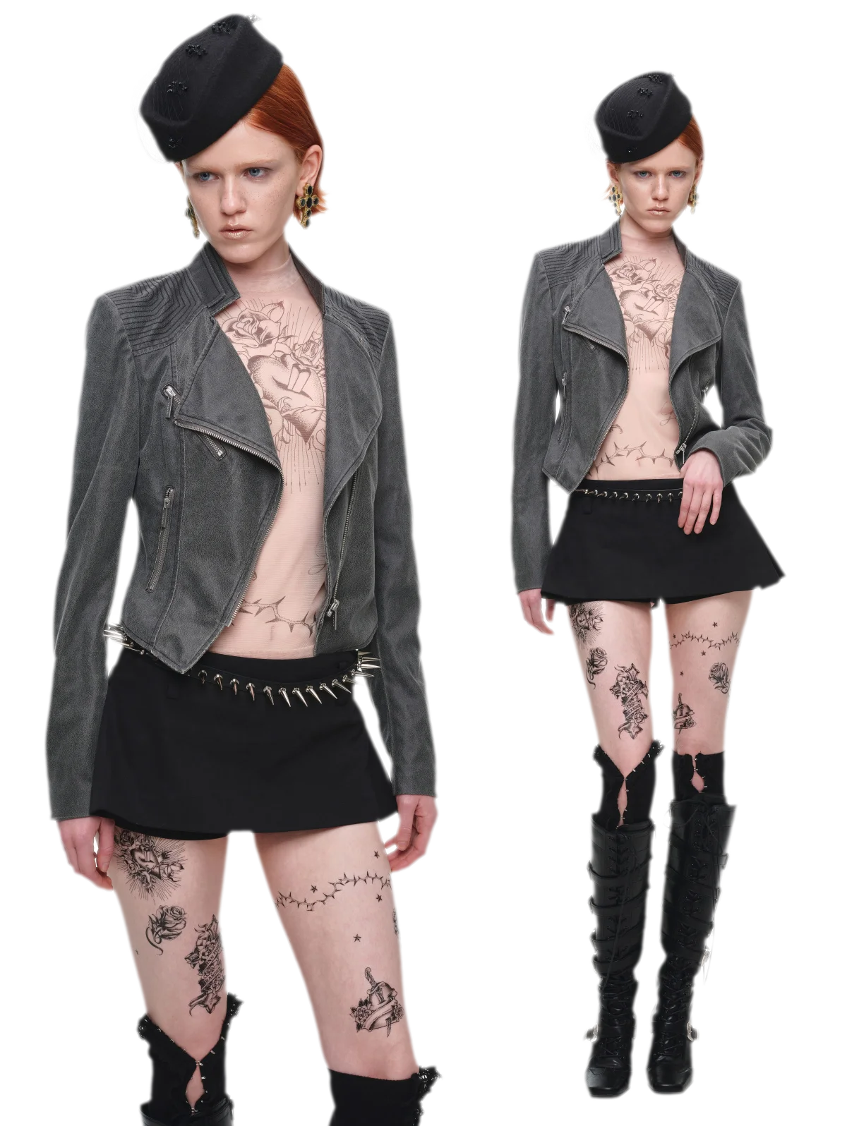 Washed Leather-Look Fitted Jacket