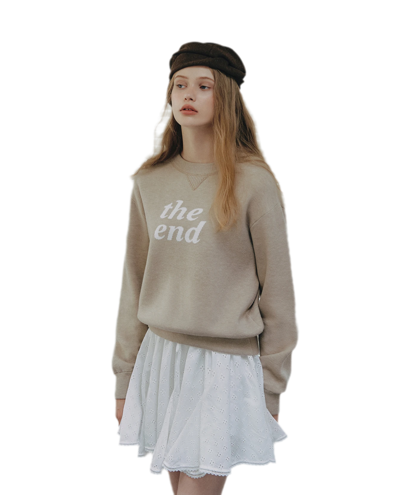 Jacquard Cropped Crewneck Sweater