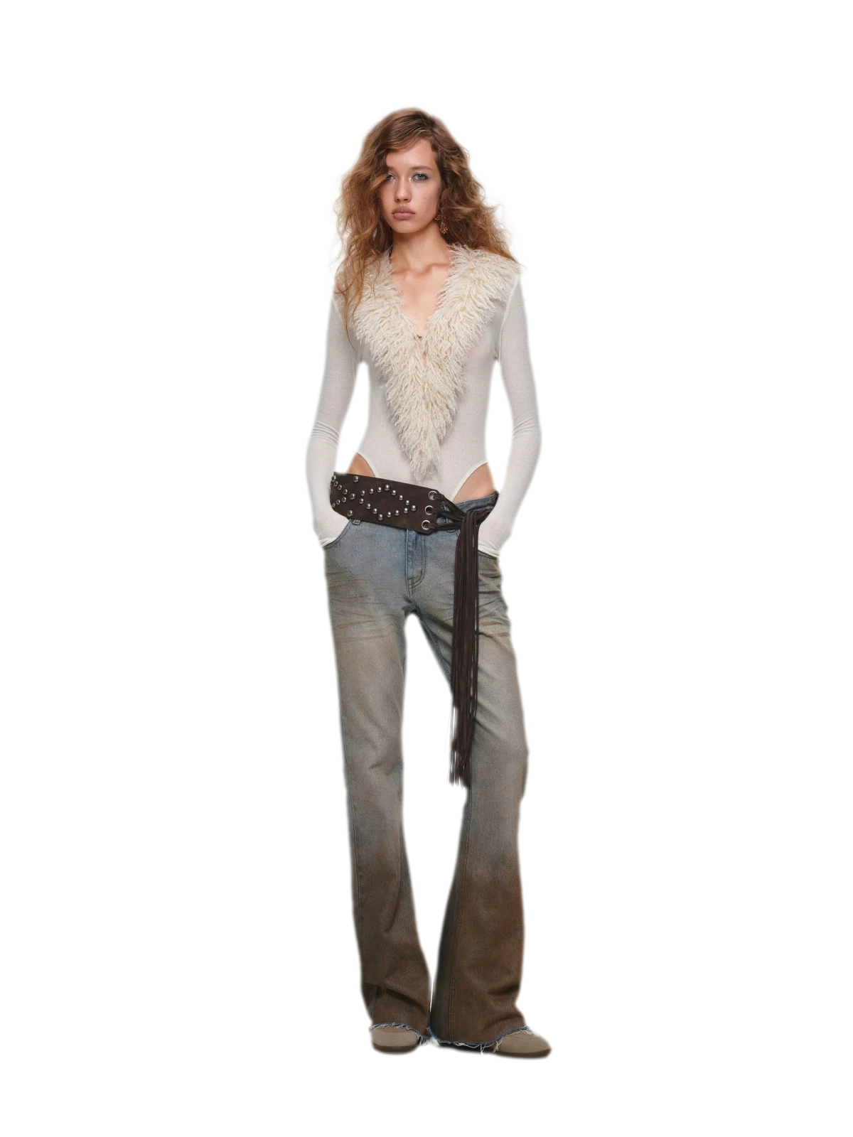Quần jeans ống loe chuyển màu phong cách vintage