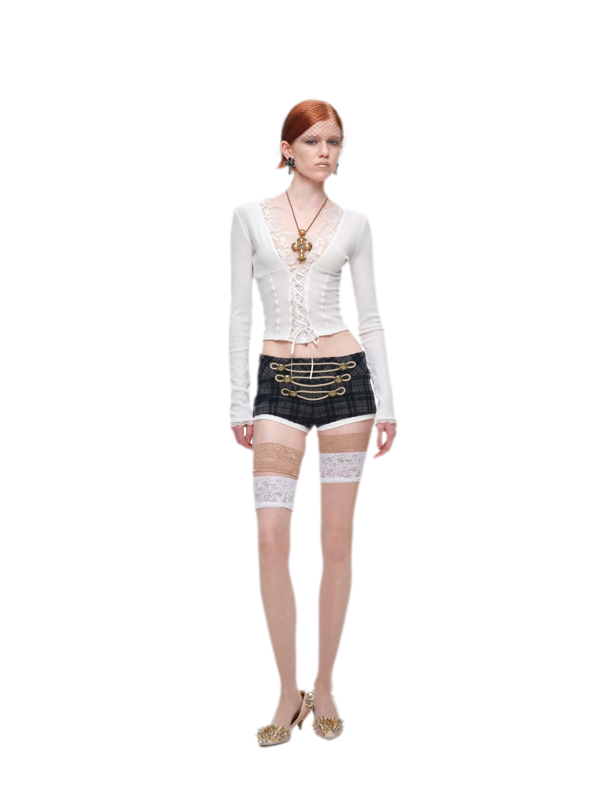 Karierte Wollshorts im Napoleon-Stil