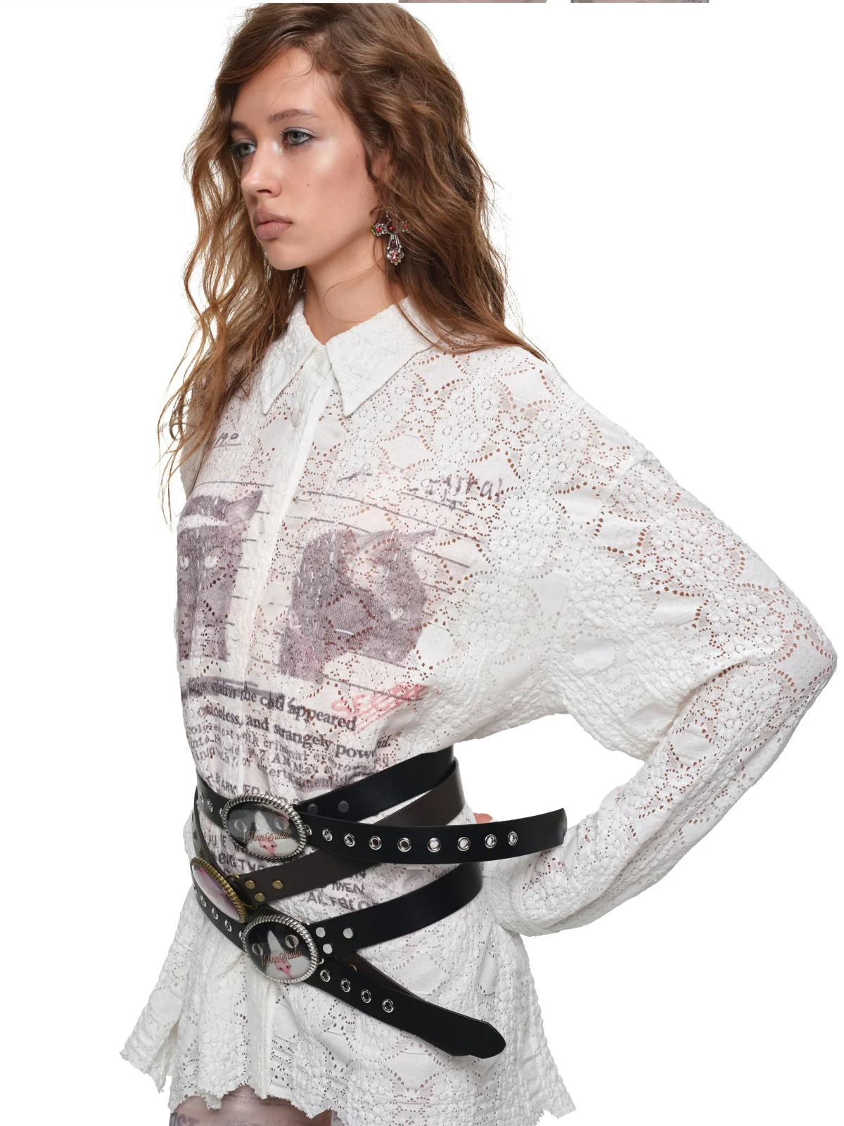 Distressed Cat Graphic Shirt