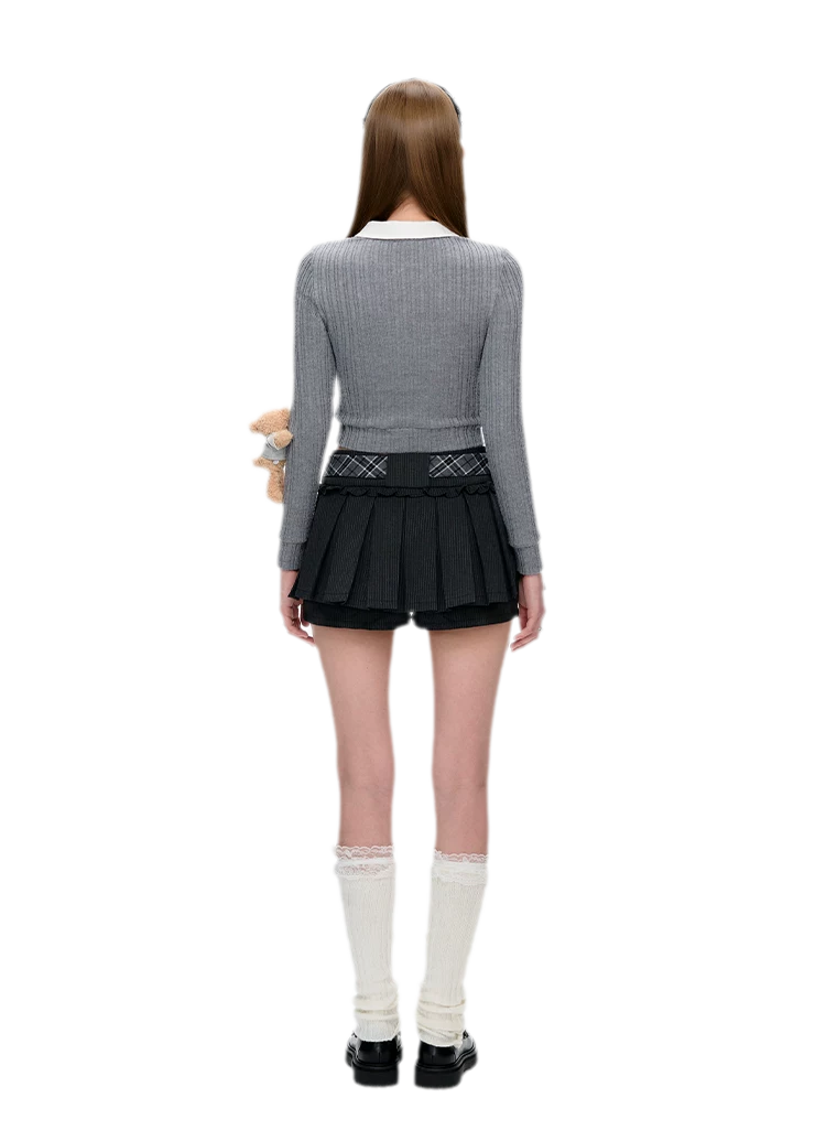 Faux Layered V-neck Sweater