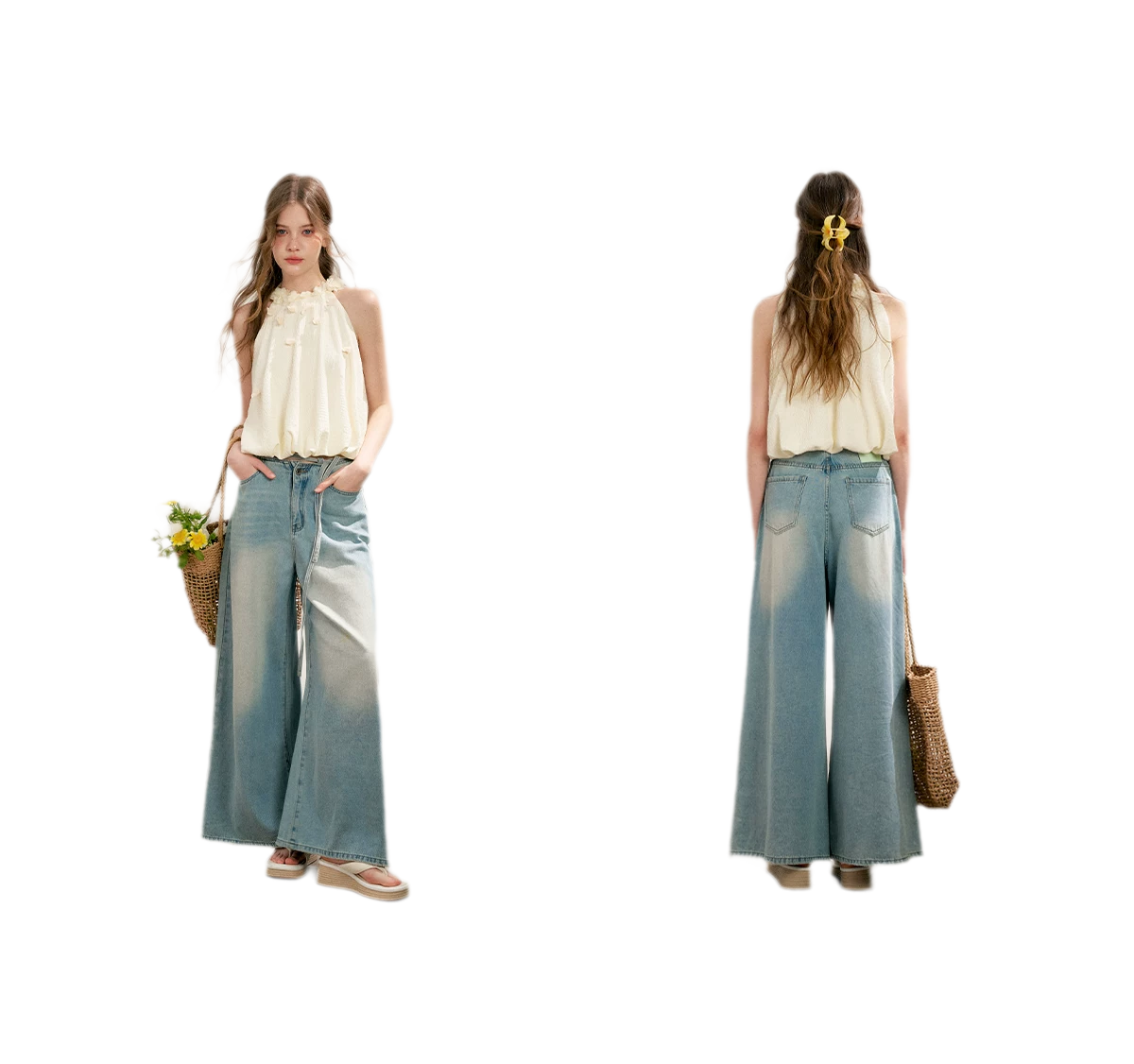 Halter A-Line Top with Floral Texture