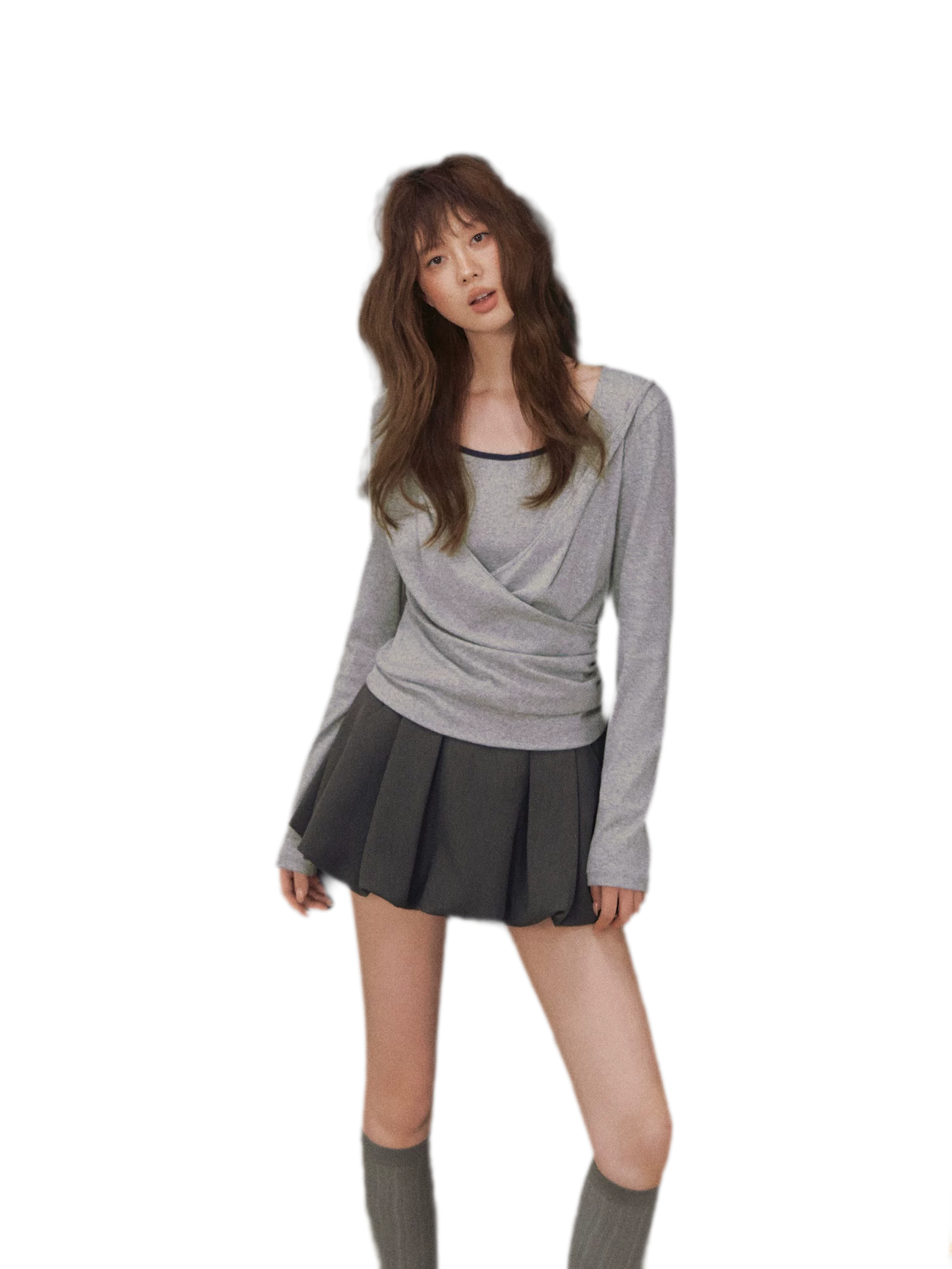 Cross Hooded Long Sleeve Top