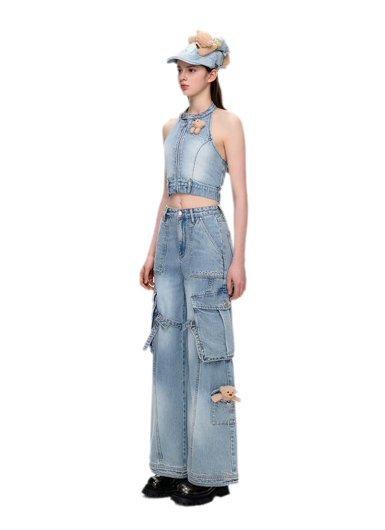 Cotton Cargo Straight Pants