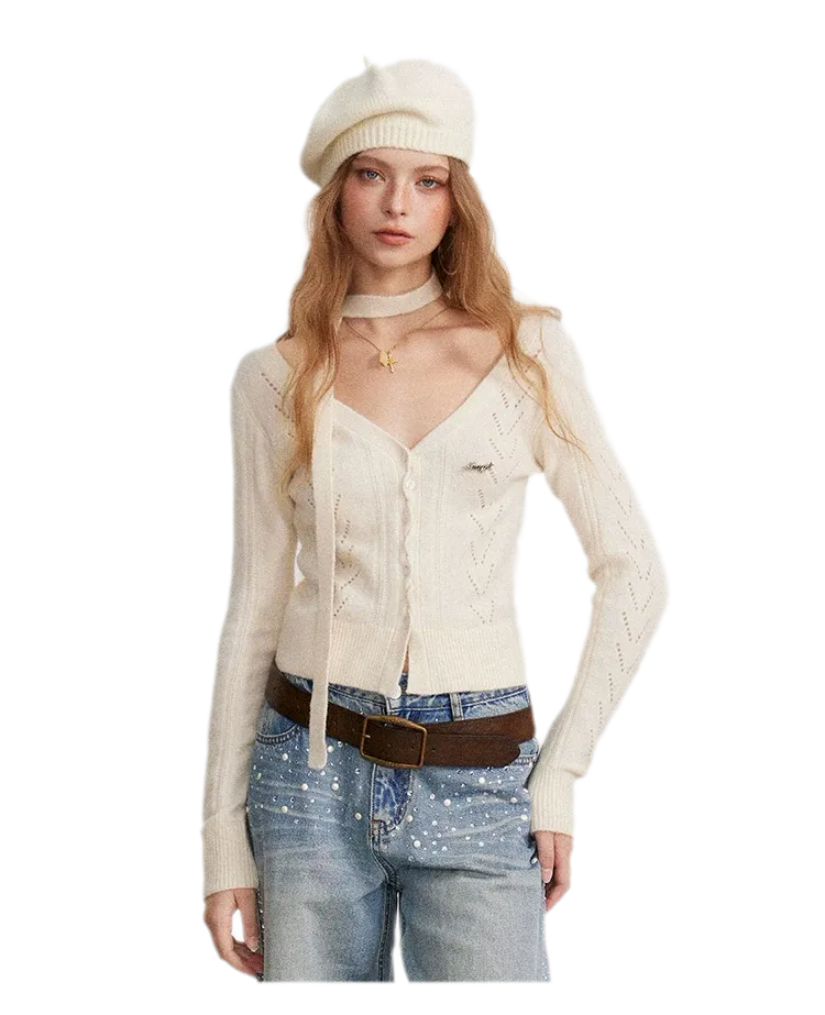 Openwork Reversible Knit Top