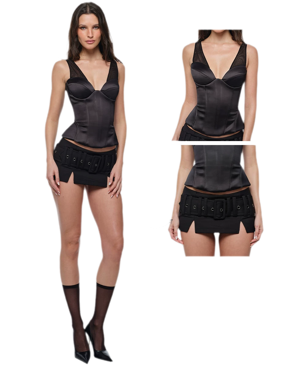 Low-Rise Buckle Mini Skirt