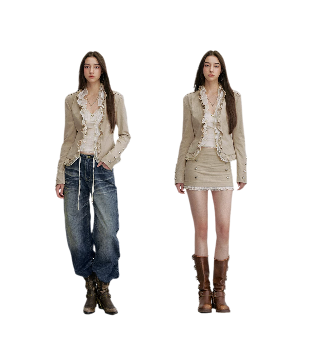 Ruffle Mesh Waist Jacket