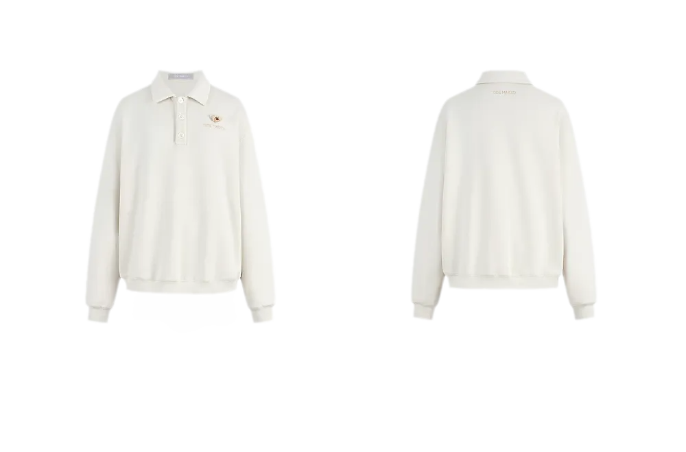 Textured Loose Polo Sweatshirt