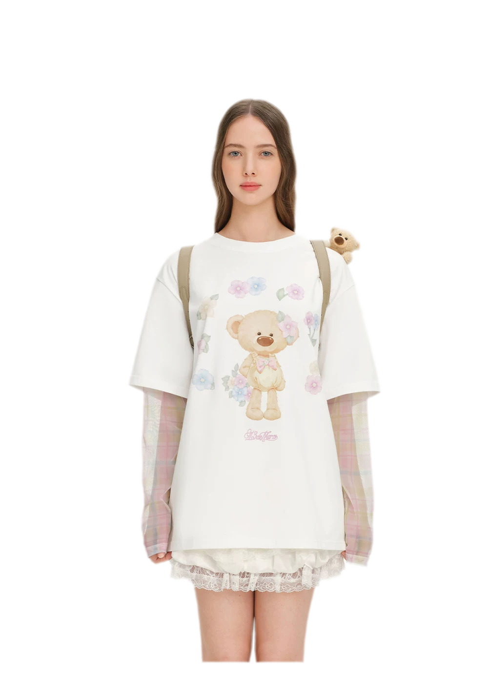 Floral Plush Bear Backpack