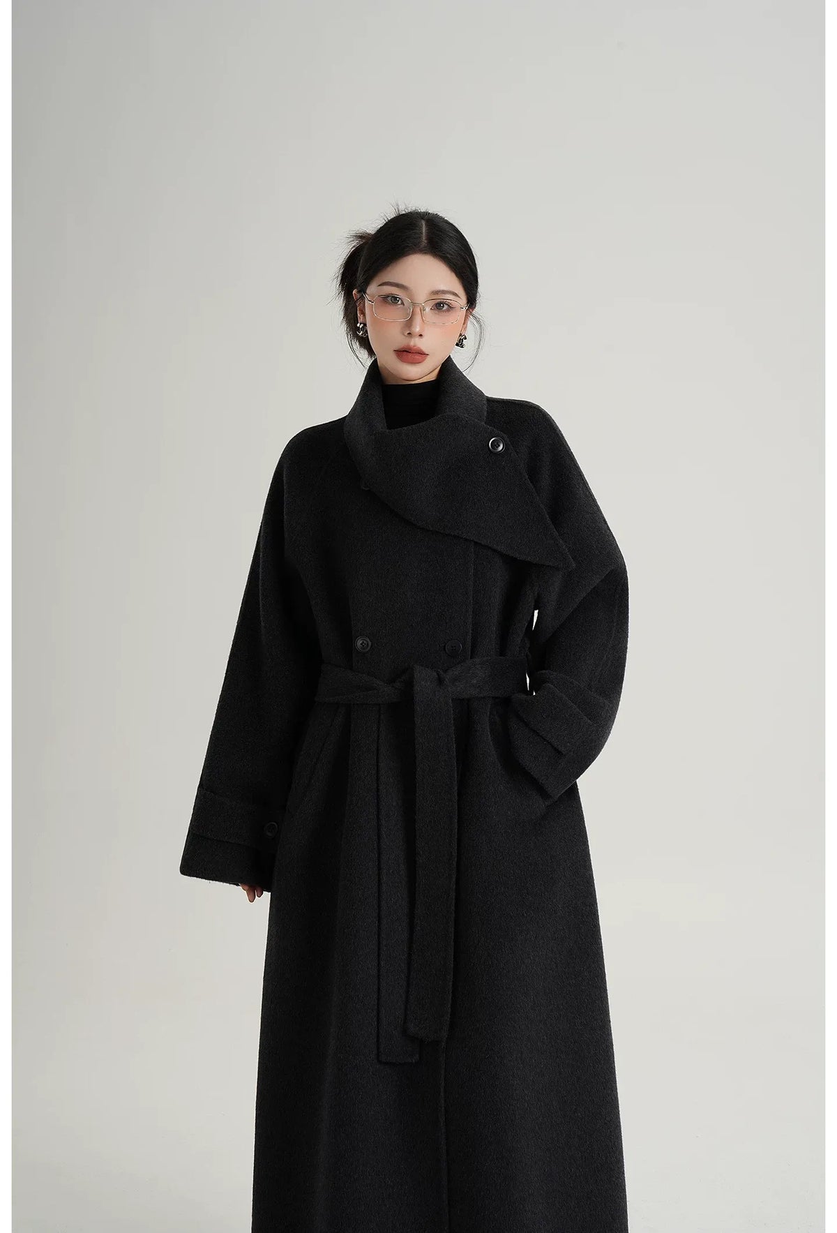 Handstitched Shawl Collar Wool Coat
