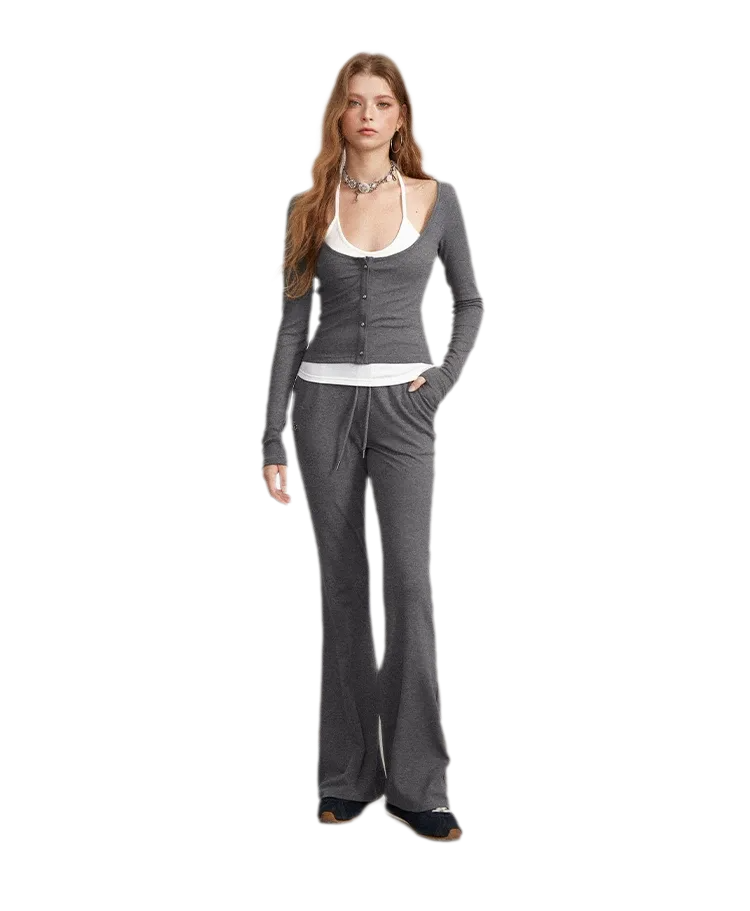 Contrast Tie Layered Pants Set