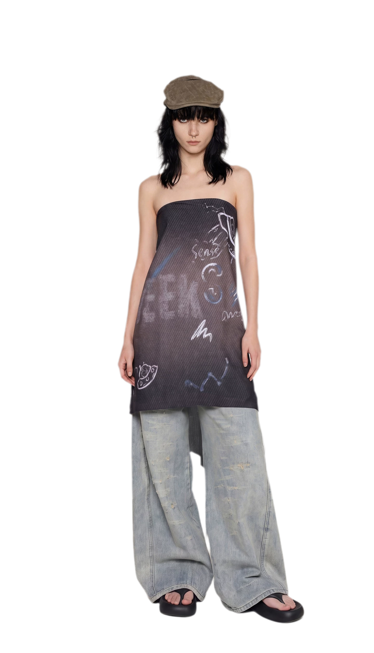Graffiti Print Silk Scarf