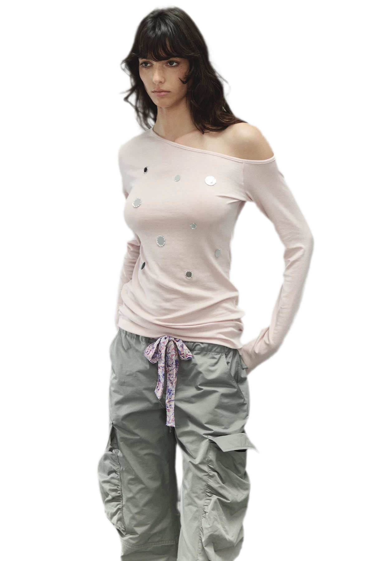 Off-Shoulder Mirror Dot Top