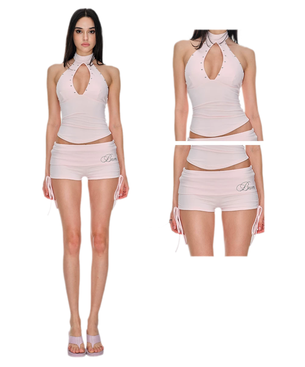 Stud Keyhole Halter Vest