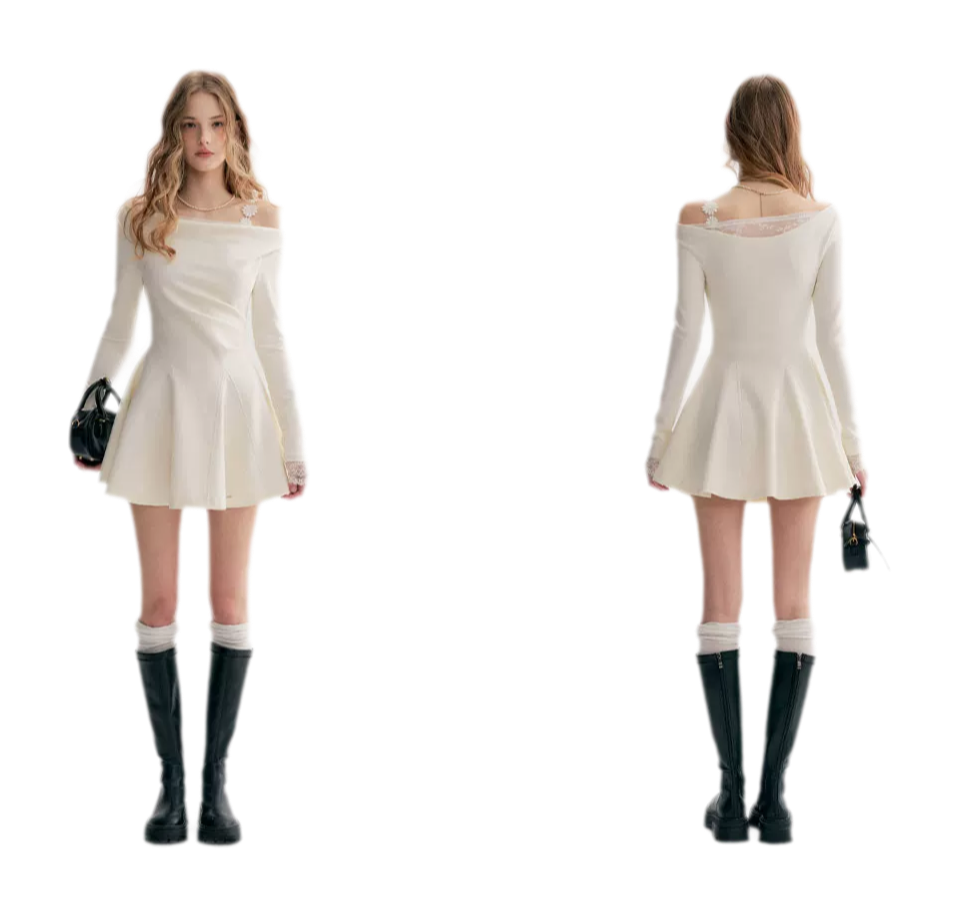 Daisy Lace One-Shoulder Dress