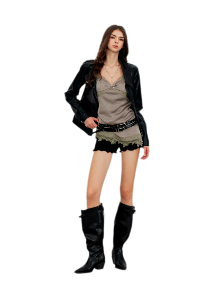 Embossed Fitted PU Jacket