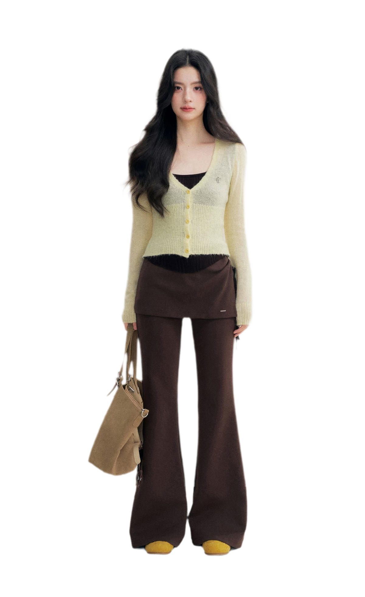 Brushed Contrast V-Neck Sweater