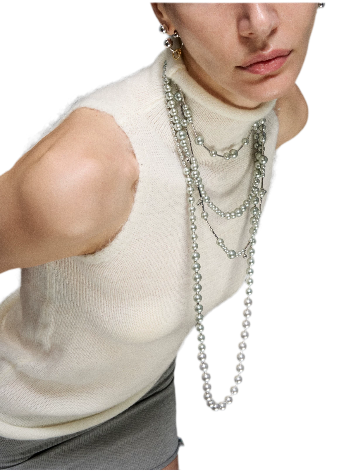 Silver Pearl Layered Necklace