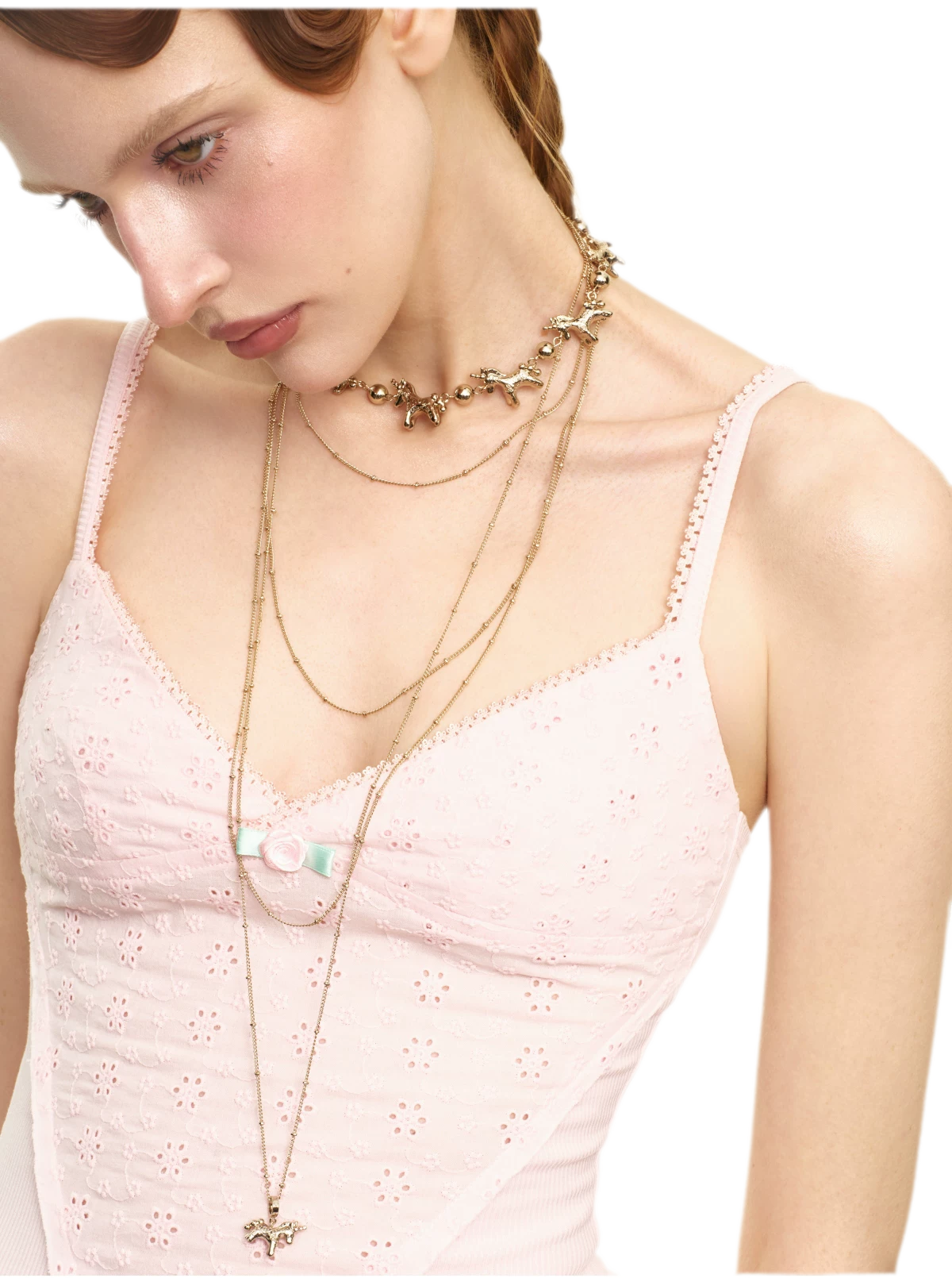 Coffee Gold Layered Sweater Necklace
