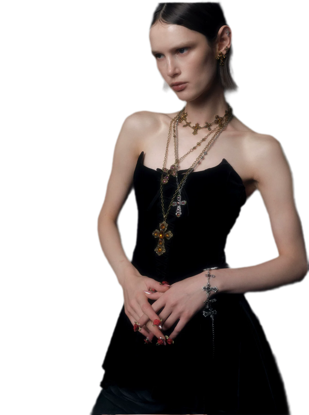 Collar con colgante de cruz de cristal